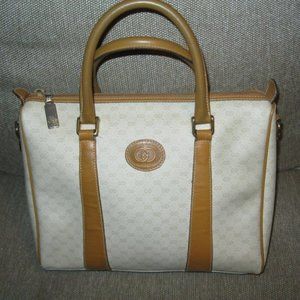 ❤️VTG GUCCI GG Logo  White / Tan Drs Bag Speedy Purse +Crossbody Strap